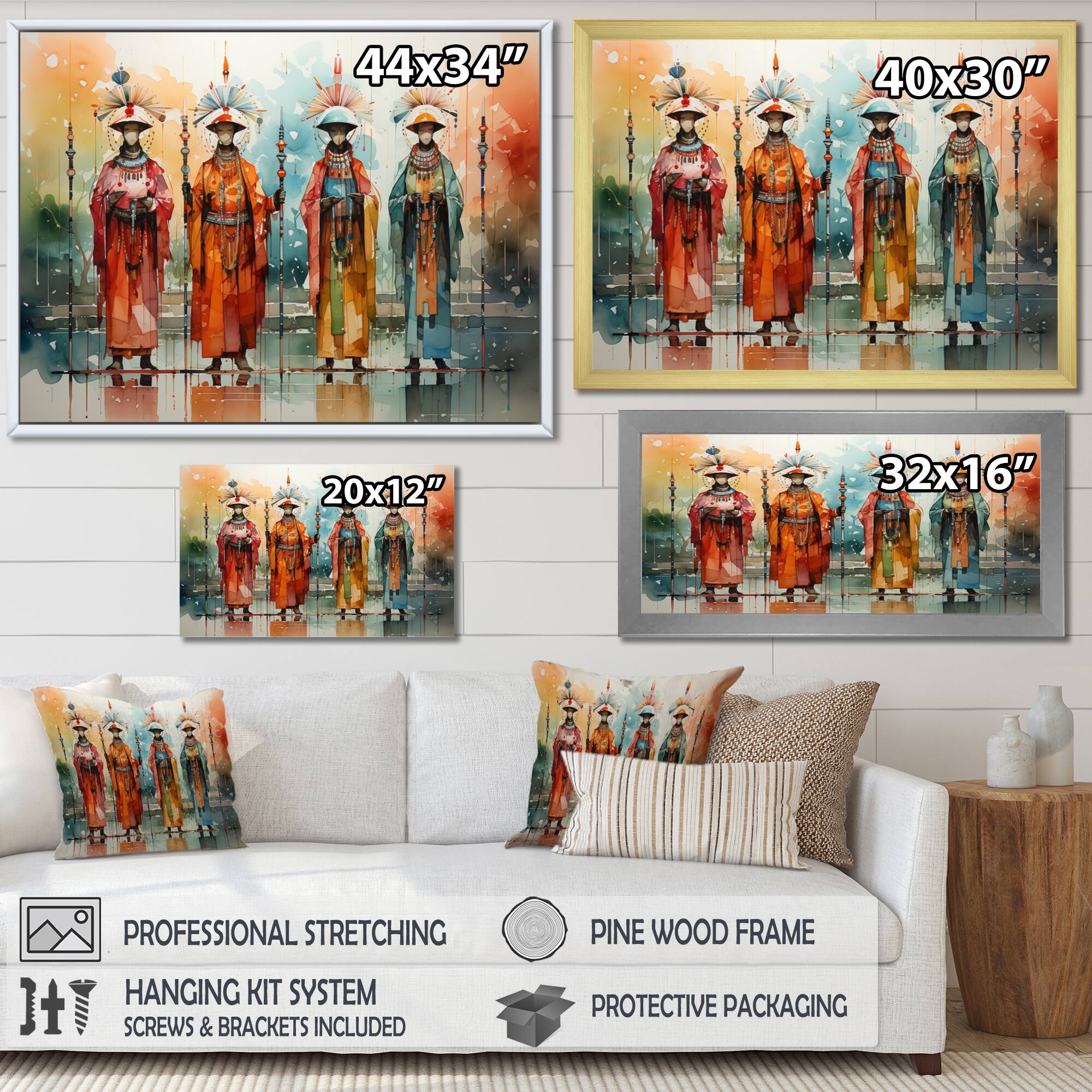 Designart "Native Art Kachinas Dance" Native American Art Canvas Prints